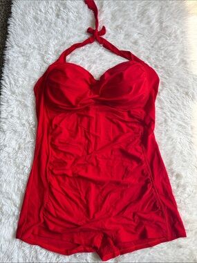 New In Packaging Century Star Red One Piece Swim Romper Size 4XL